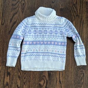 Vintage Toddler Girls Christmas Sweater 4T White Purple Pink Snowflake